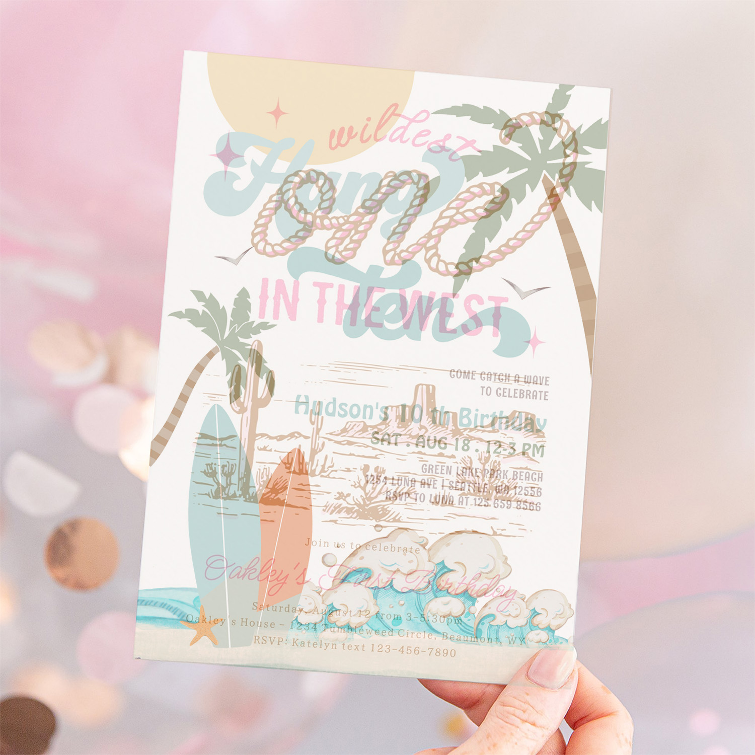 10th Boy Surf Surfing Birthday Beach Party Invitation - Image 12