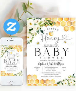 A Little Honey Honey Bee Baby Shower Invitation