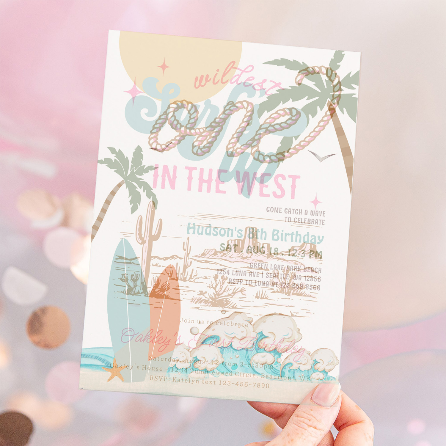 Any Age Boy Surf Surfing Birthday Beach Party Invitation - Image 12