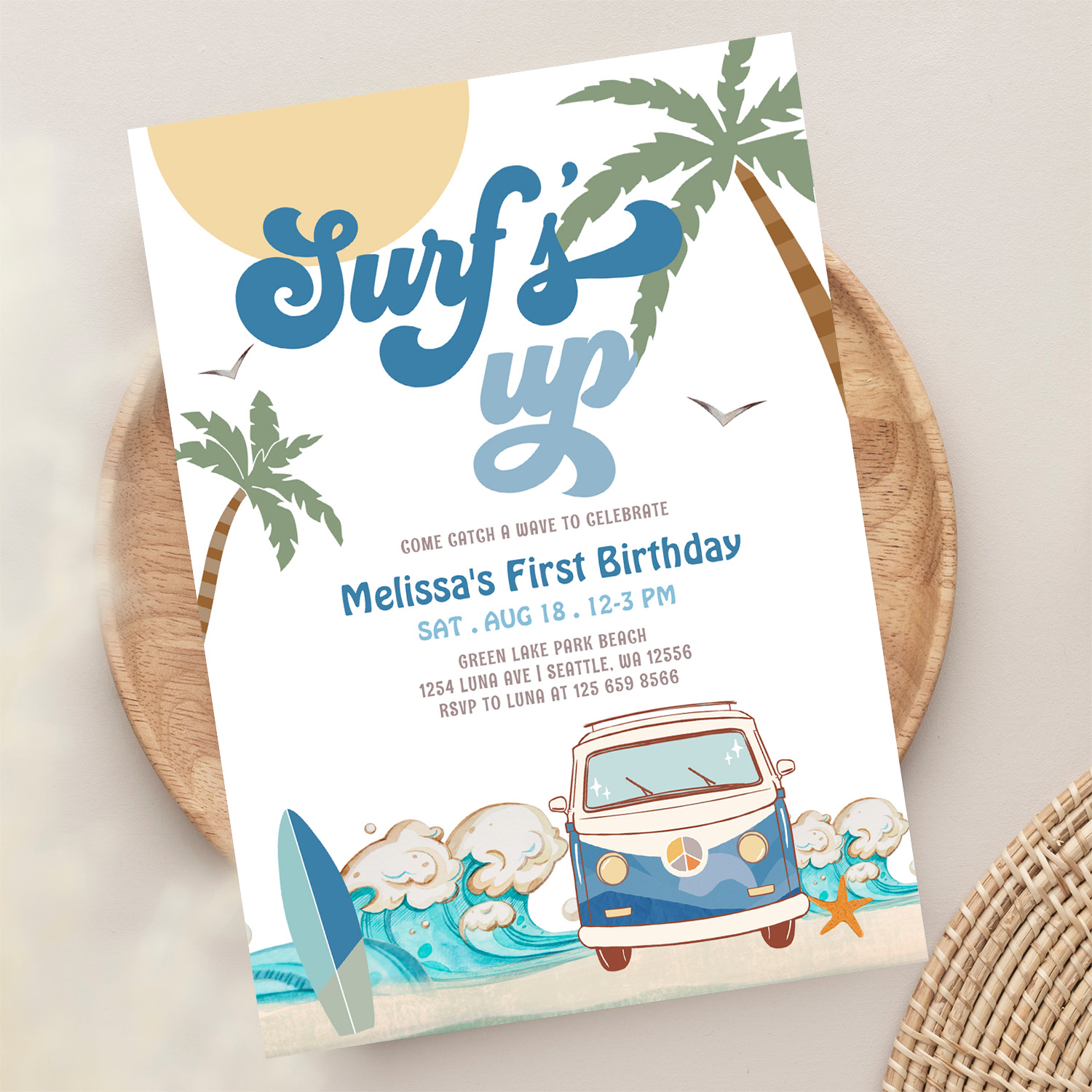 Any Age Navy Boy Surfs Up Surfing Birthday Invitation - Image 13