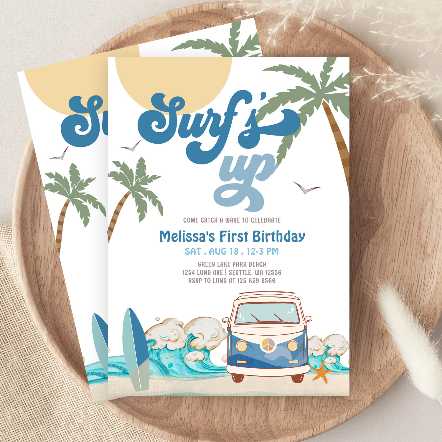 Any Age Navy Boy Surfs Up Surfing Birthday Invitation - Image 9
