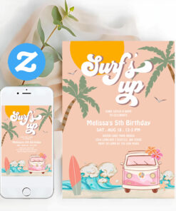 Any Age Surfs Up Invite Surfing Birthday Party