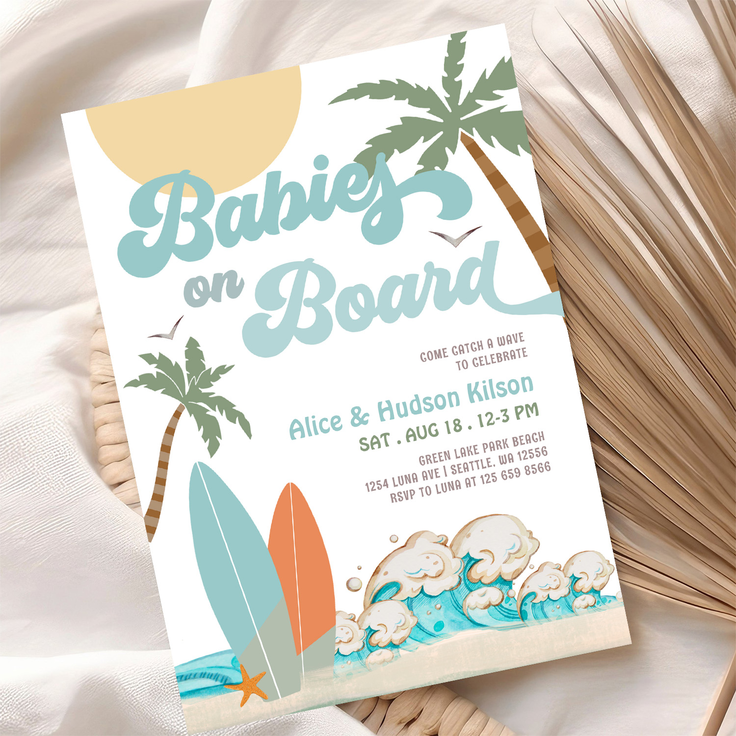 Babies On Board Sprinkle Surf Surfing Baby Shower Invitation - Image 10