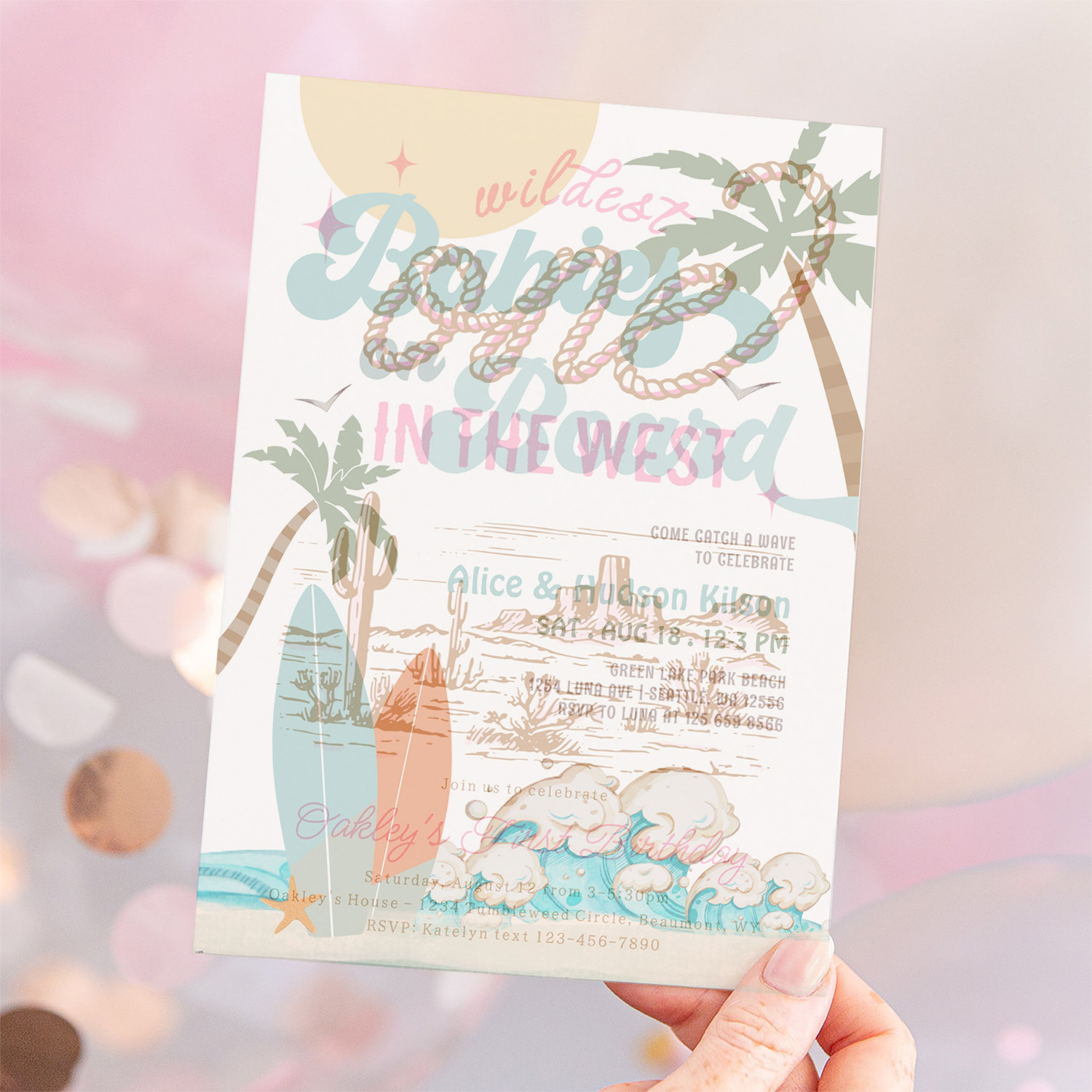 Babies On Board Sprinkle Surf Surfing Baby Shower Invitation - Image 12