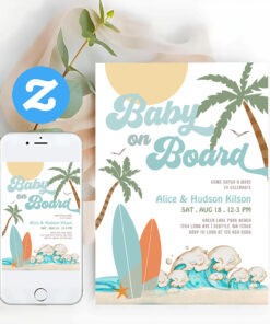 Baby On Board Baby Shower Sprinkle Surfing Shower Invitation