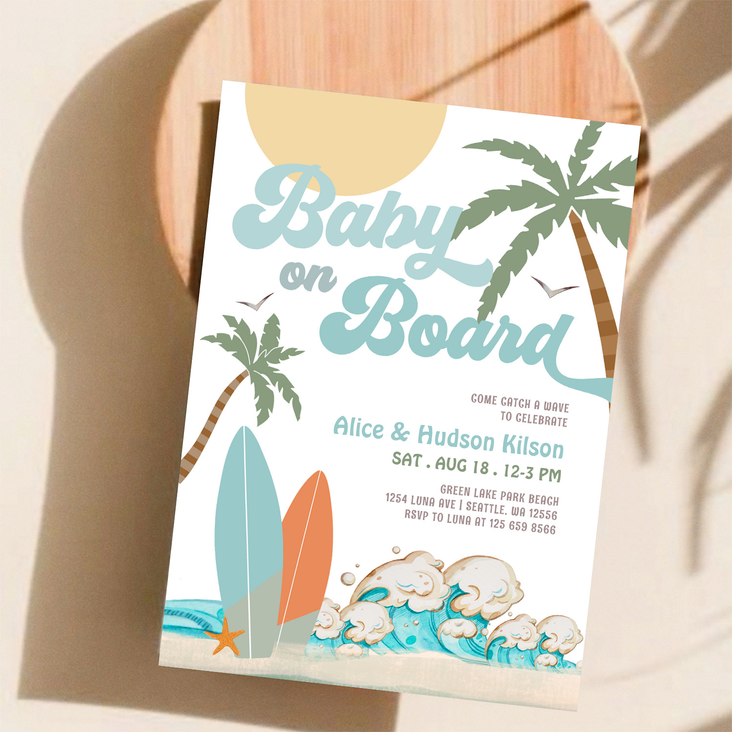 Baby On Board Baby Shower Sprinkle Surfing Shower Invitation - Image 11