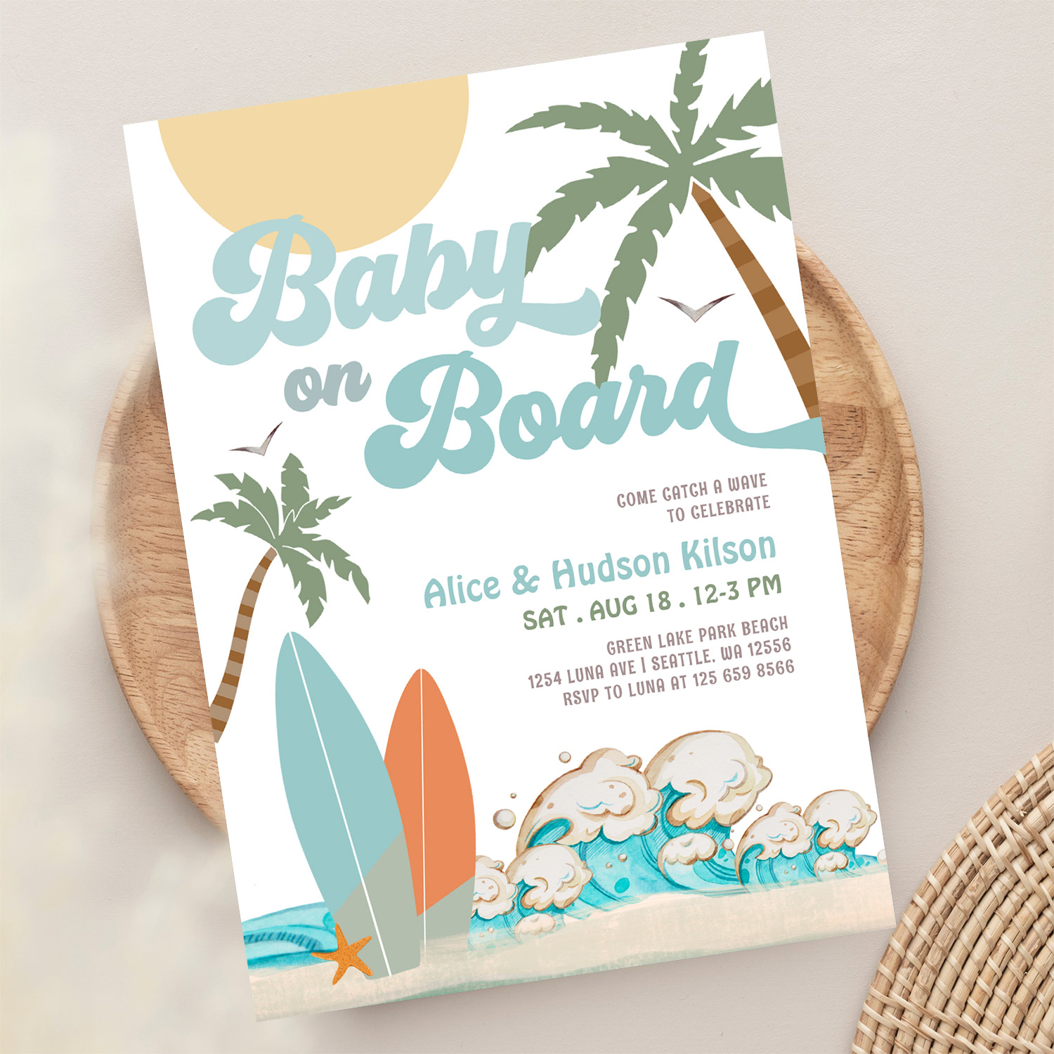 Baby On Board Baby Shower Sprinkle Surfing Shower Invitation - Image 13
