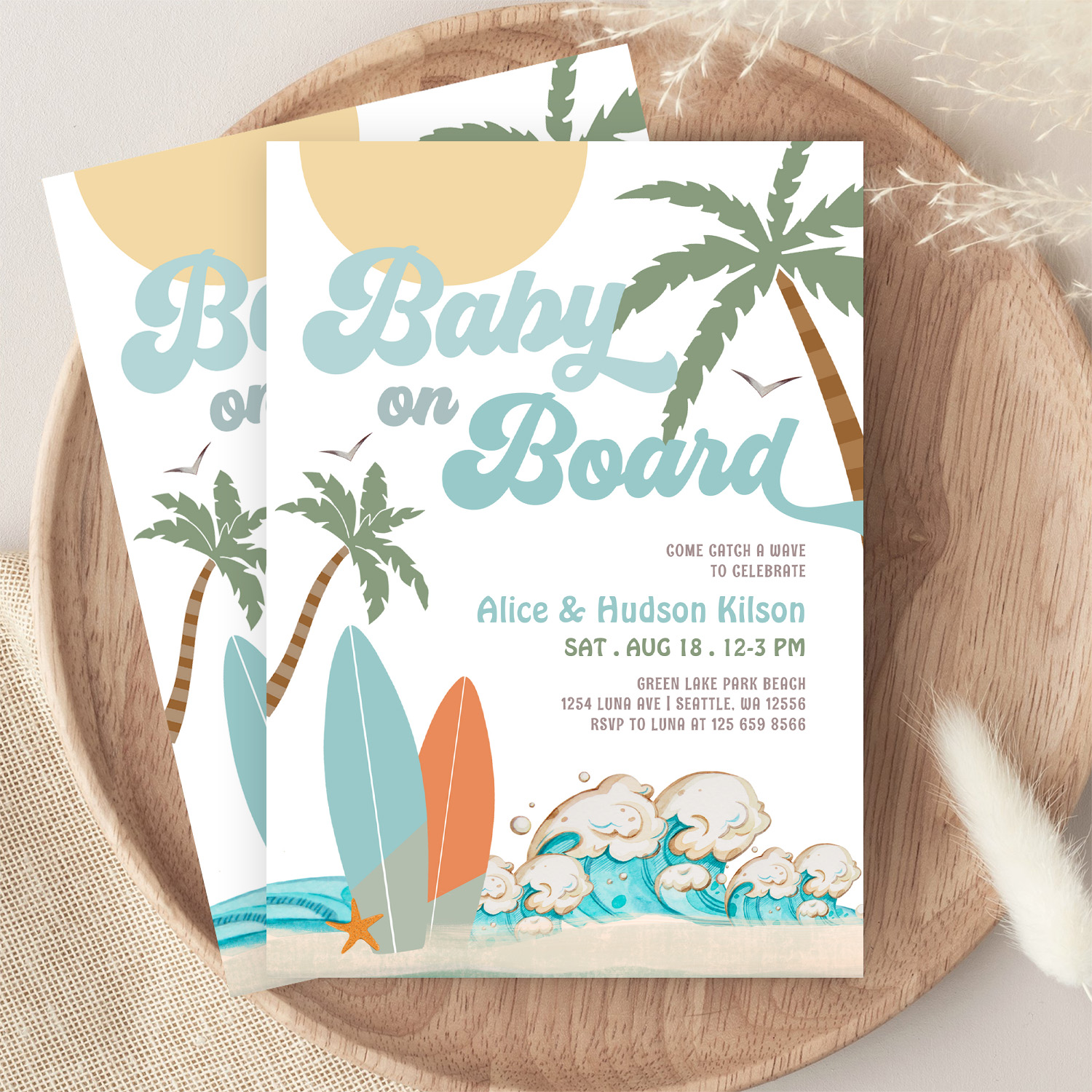 Baby On Board Baby Shower Sprinkle Surfing Shower Invitation - Image 9