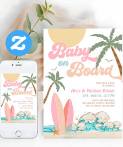 Baby On Board Baby Shower Sprinkle Surfing Shower Invitation