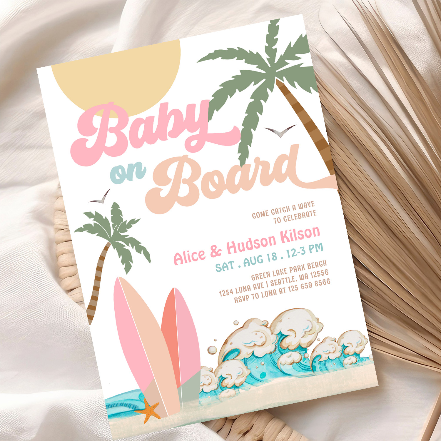 Baby On Board Baby Shower Sprinkle Surfing Shower Invitation - Image 10