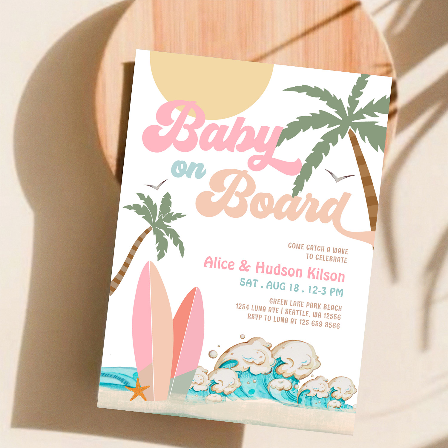 Baby On Board Baby Shower Sprinkle Surfing Shower Invitation - Image 11