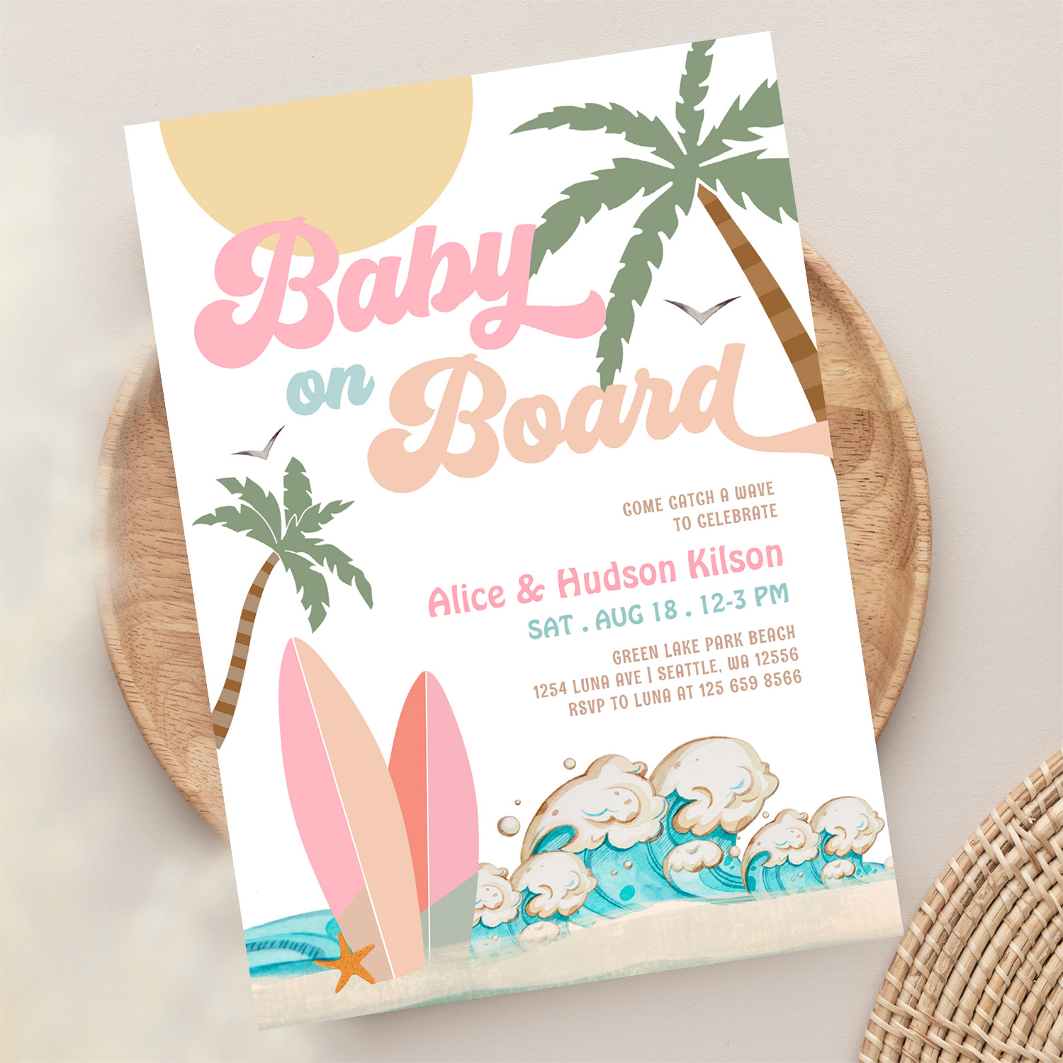 Baby On Board Baby Shower Sprinkle Surfing Shower Invitation - Image 13