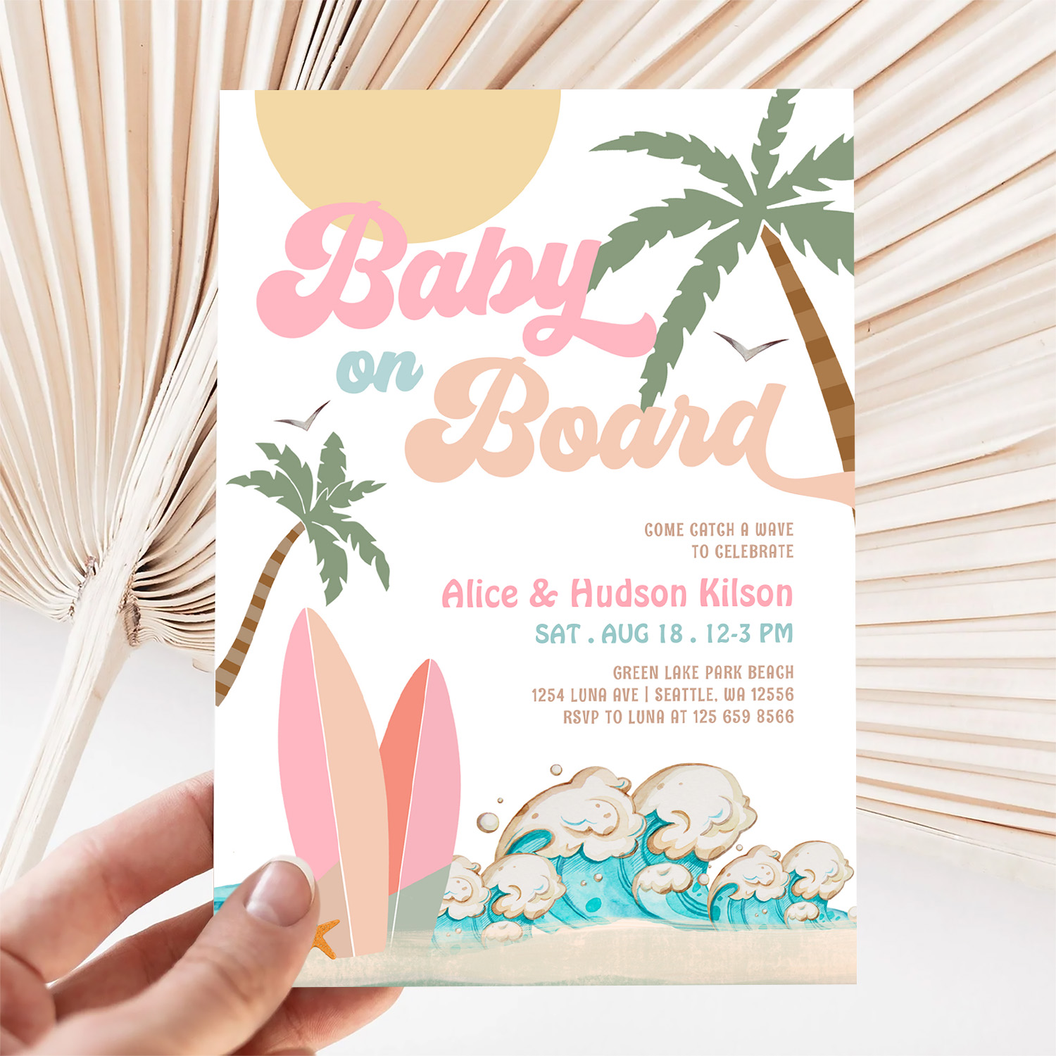 Baby On Board Baby Shower Sprinkle Surfing Shower Invitation - Image 5