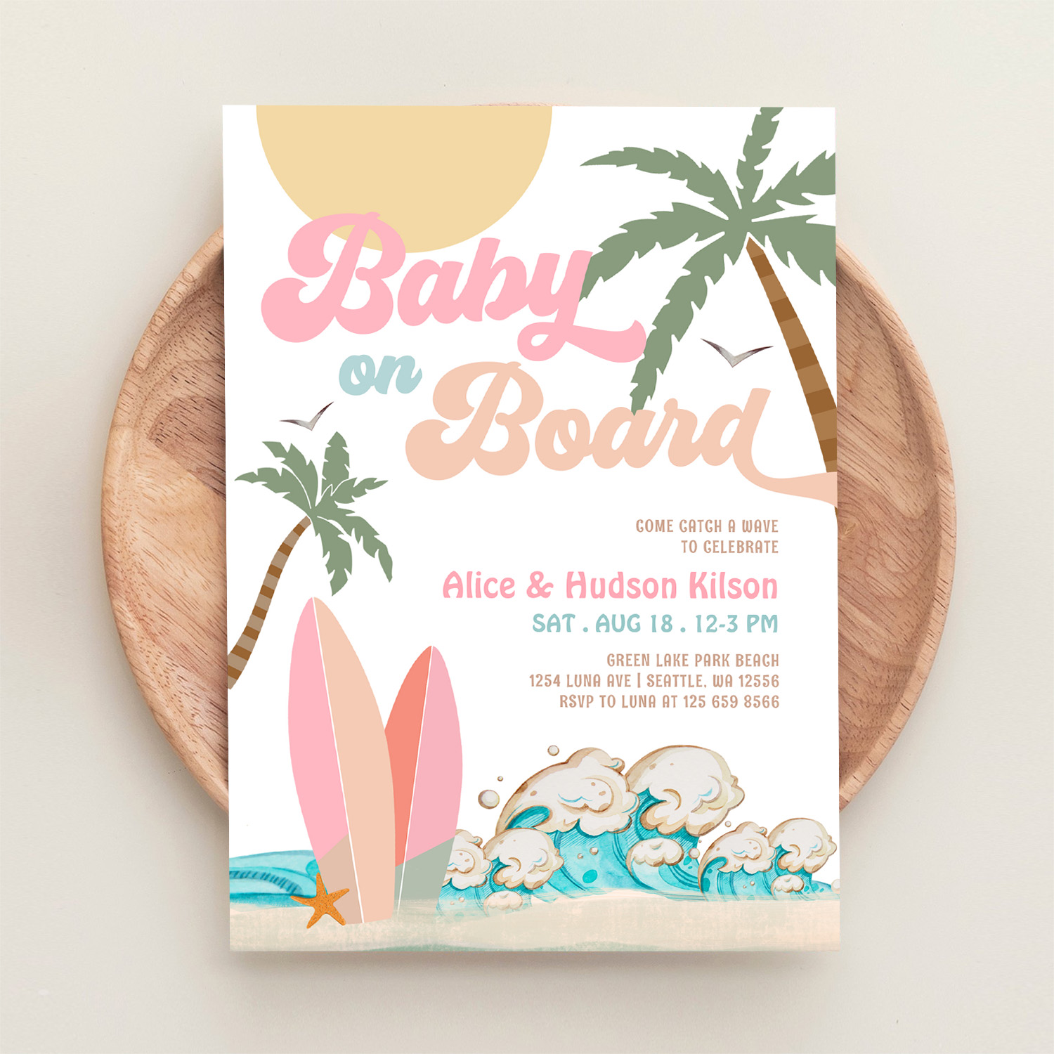 Baby On Board Baby Shower Sprinkle Surfing Shower Invitation - Image 7
