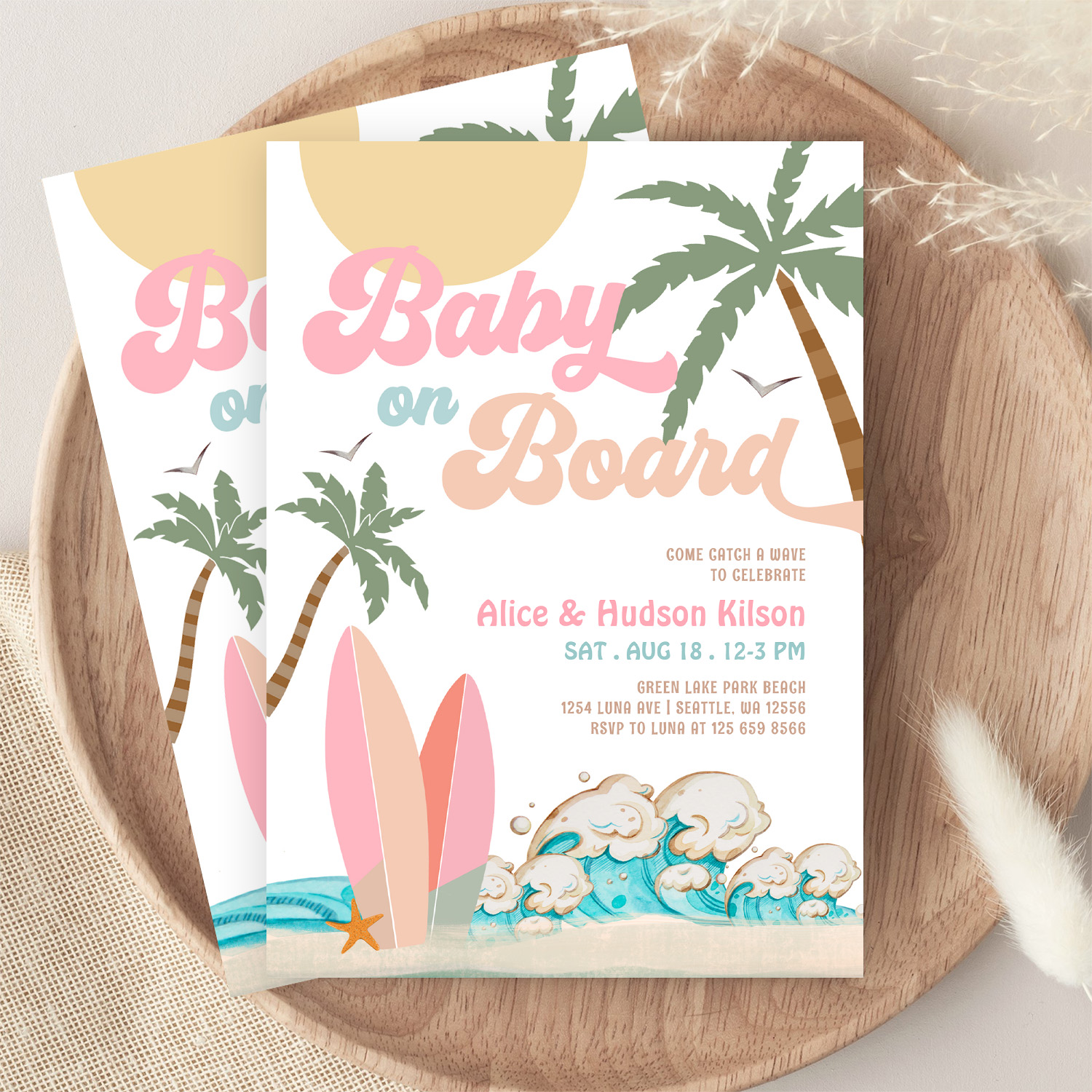 Baby On Board Baby Shower Sprinkle Surfing Shower Invitation - Image 9