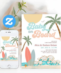 Baby On Board Baby Shower Sprinkle Surfing Shower Invitation