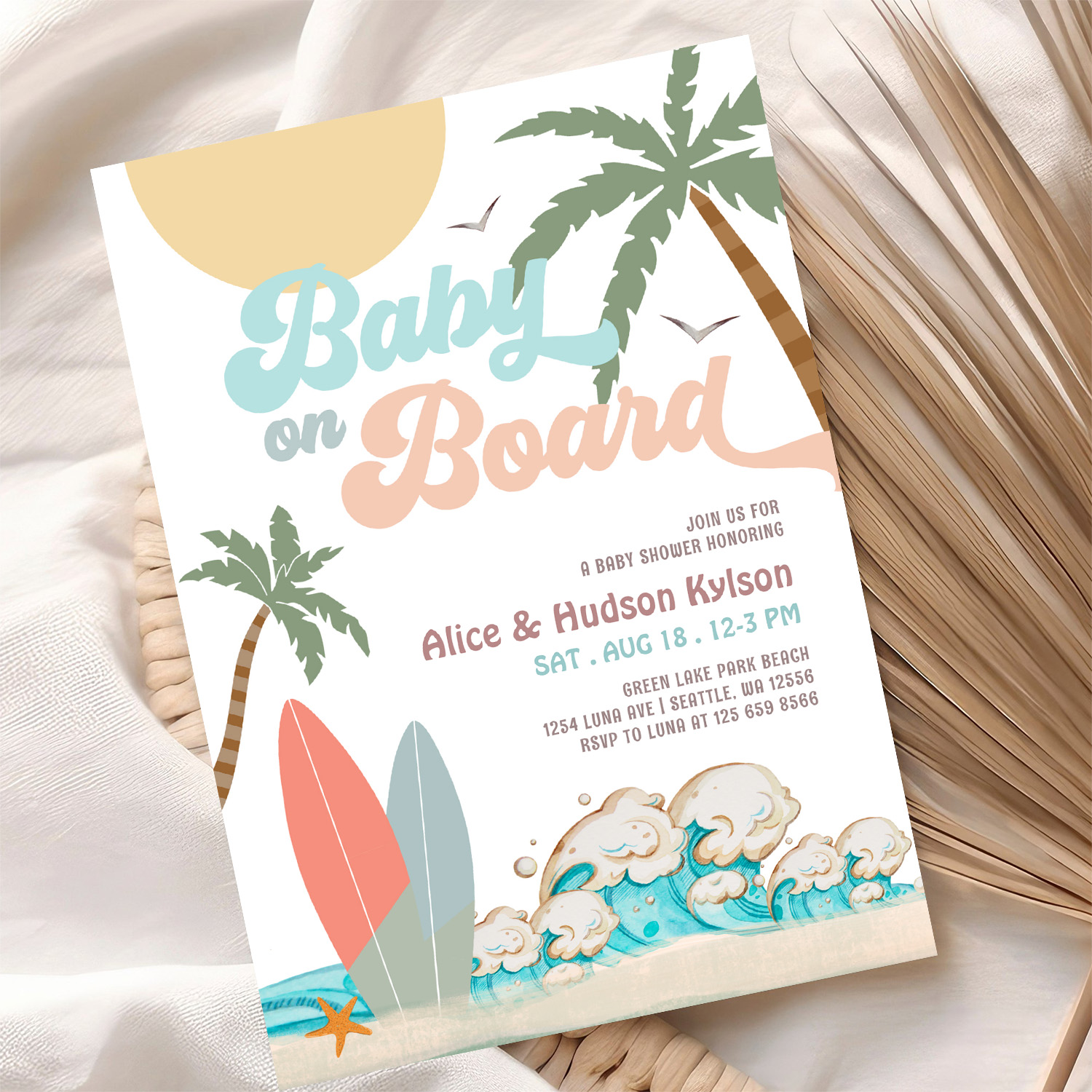 Baby On Board Baby Shower Sprinkle Surfing Shower Invitation - Image 10