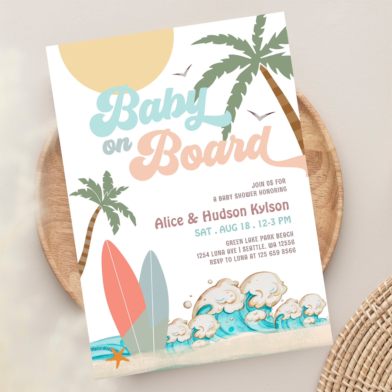 Baby On Board Baby Shower Sprinkle Surfing Shower Invitation - Image 13