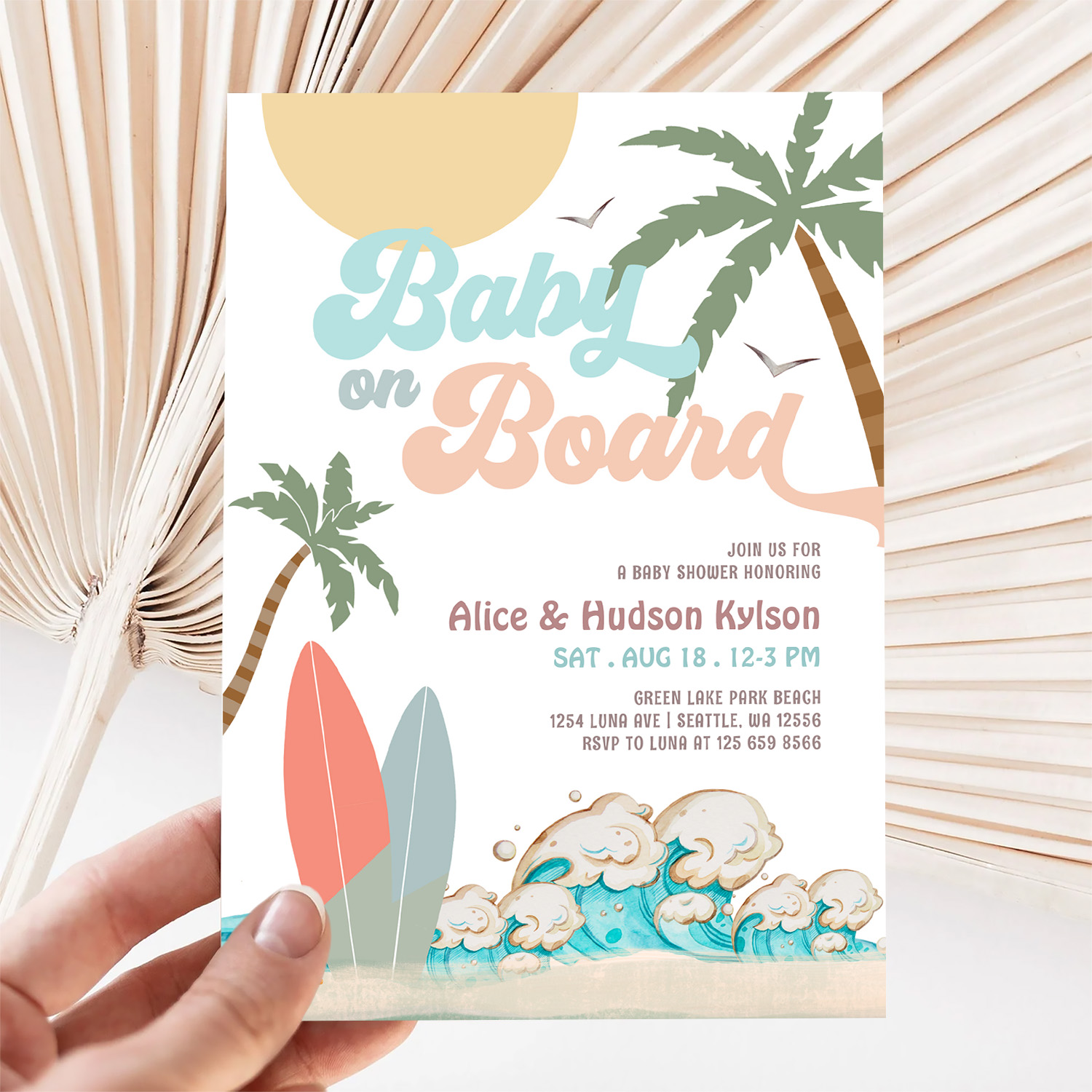 Baby On Board Baby Shower Sprinkle Surfing Shower Invitation - Image 5