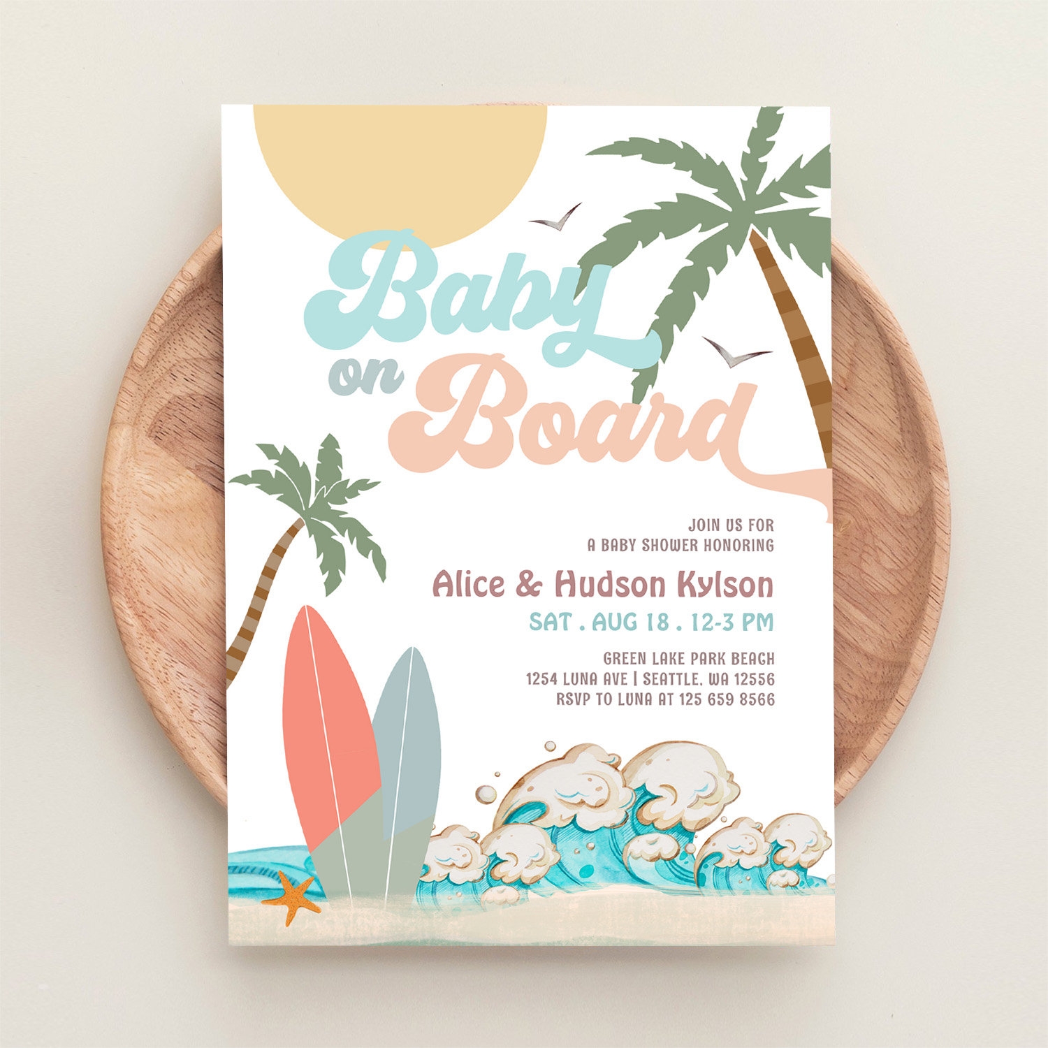 Baby On Board Baby Shower Sprinkle Surfing Shower Invitation - Image 7