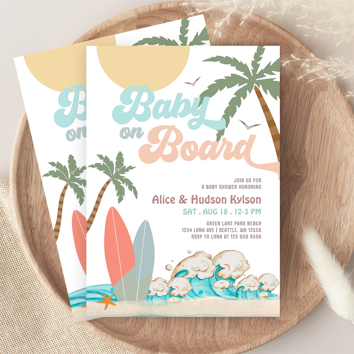 Baby On Board Baby Shower Sprinkle Surfing Shower Invitation - Image 9