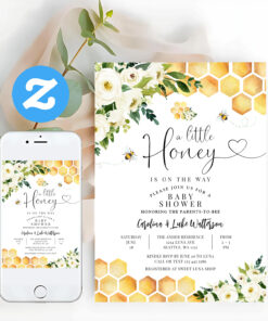 Bee A Little Honey Gender Neutral Baby Shower Invitation