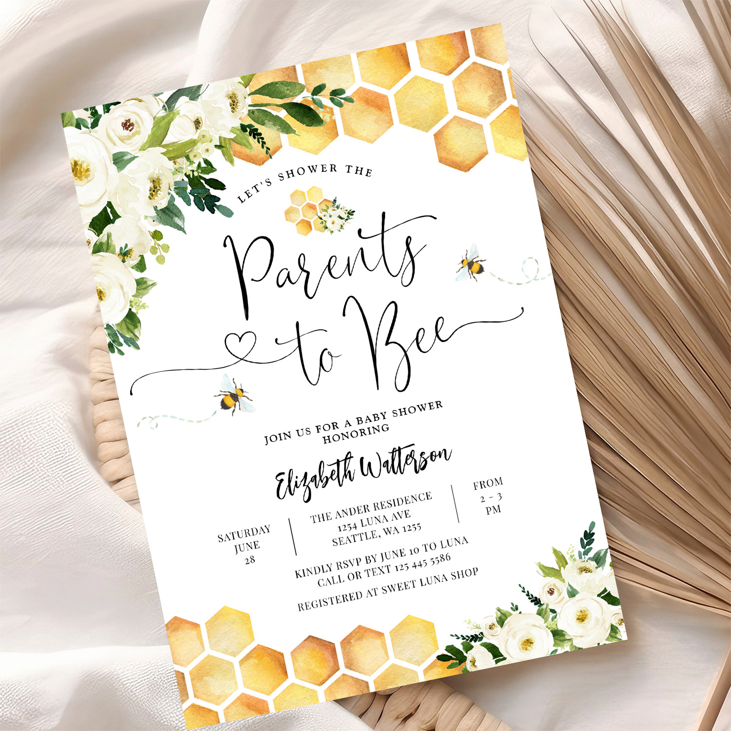 Bee Parents To Bee Couples Baby Shower Invitation - Image 10