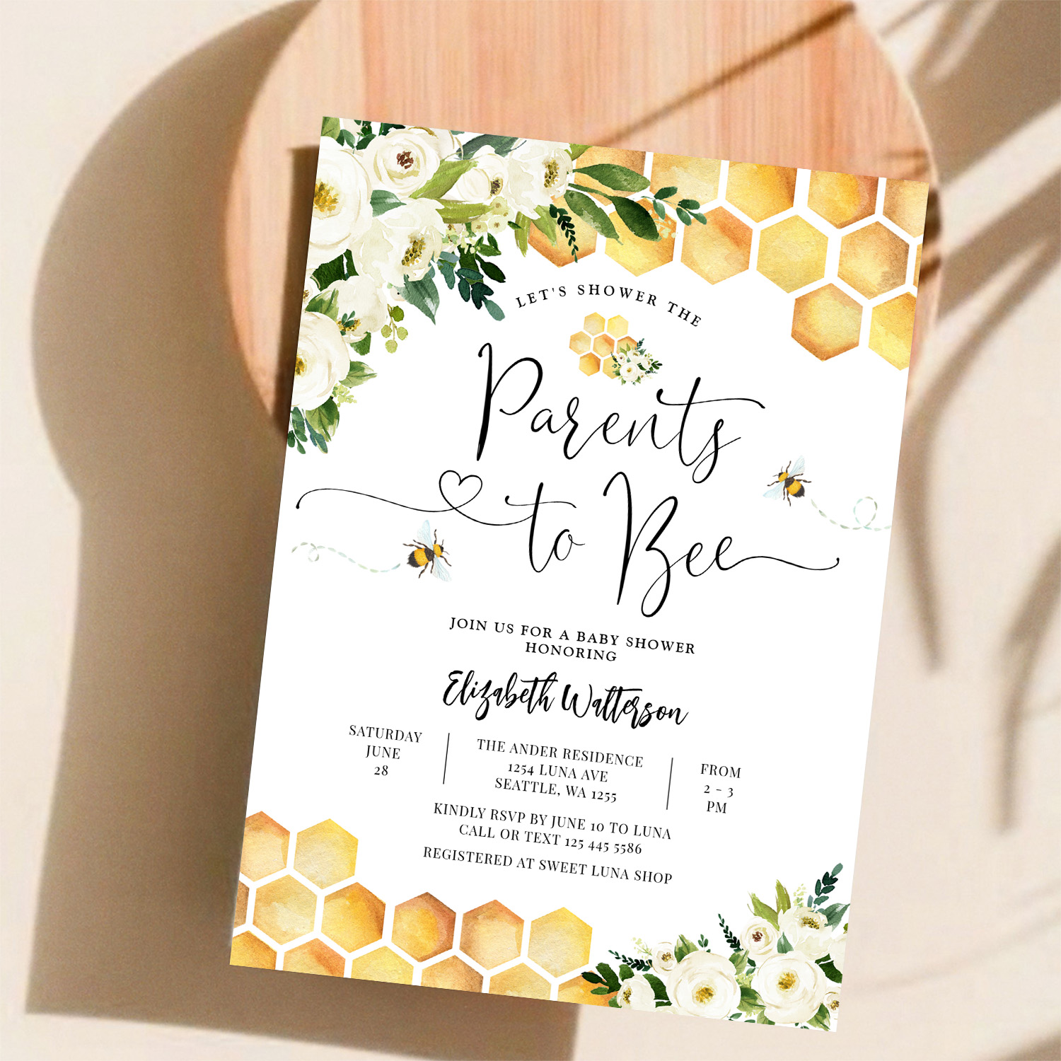 Bee Parents To Bee Couples Baby Shower Invitation - Image 11