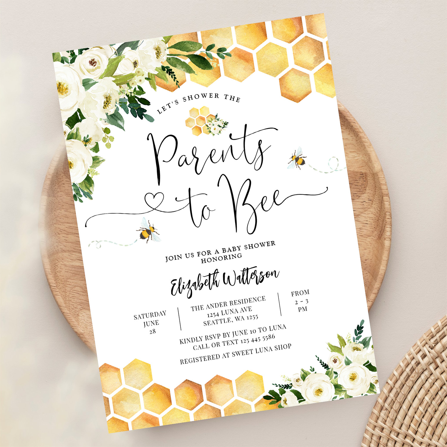 Bee Parents To Bee Couples Baby Shower Invitation - Image 13