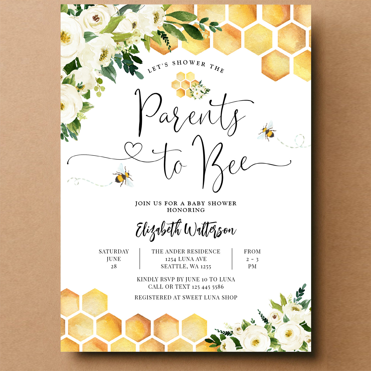 Bee Parents To Bee Couples Baby Shower Invitation - Image 14