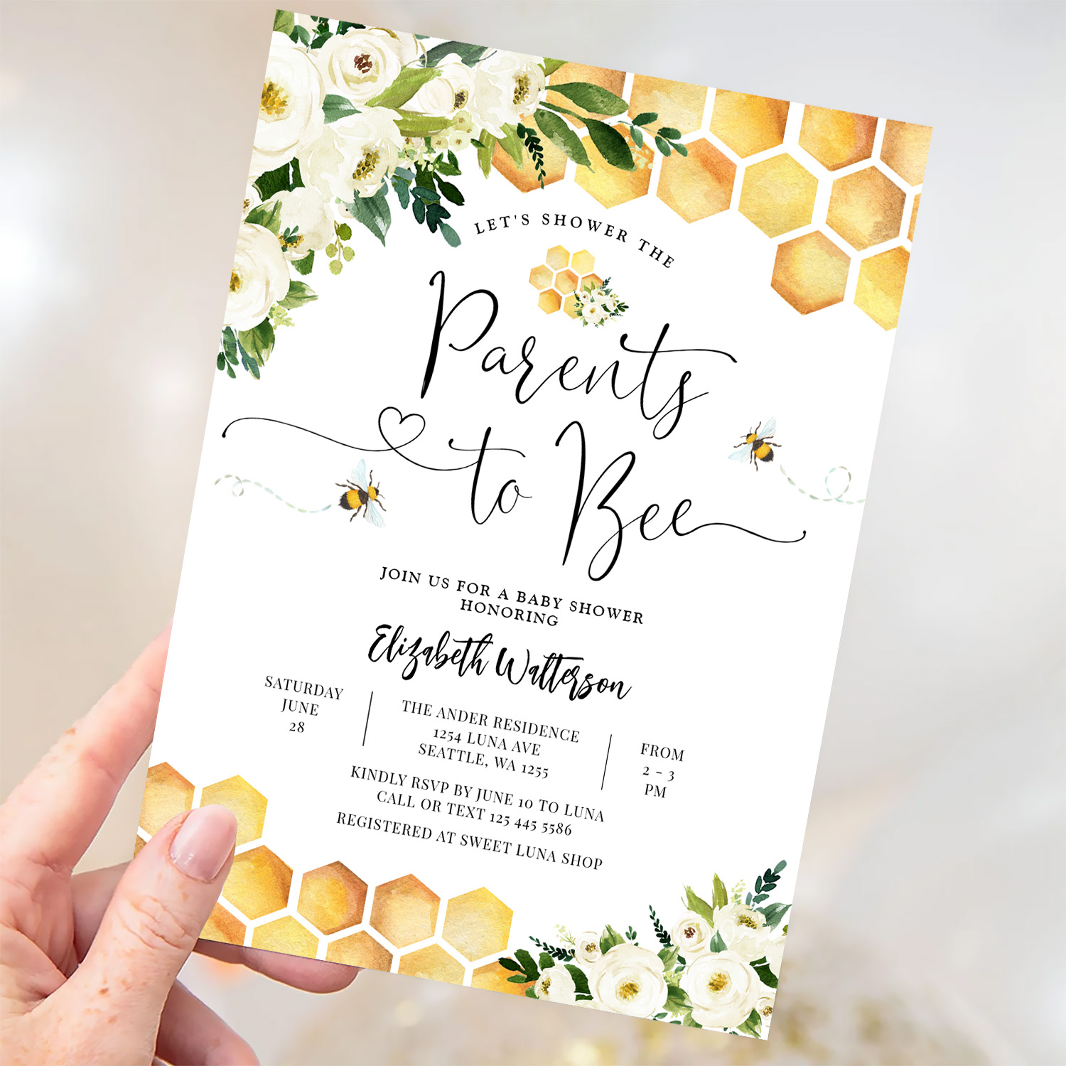 Bee Parents To Bee Couples Baby Shower Invitation - Image 3