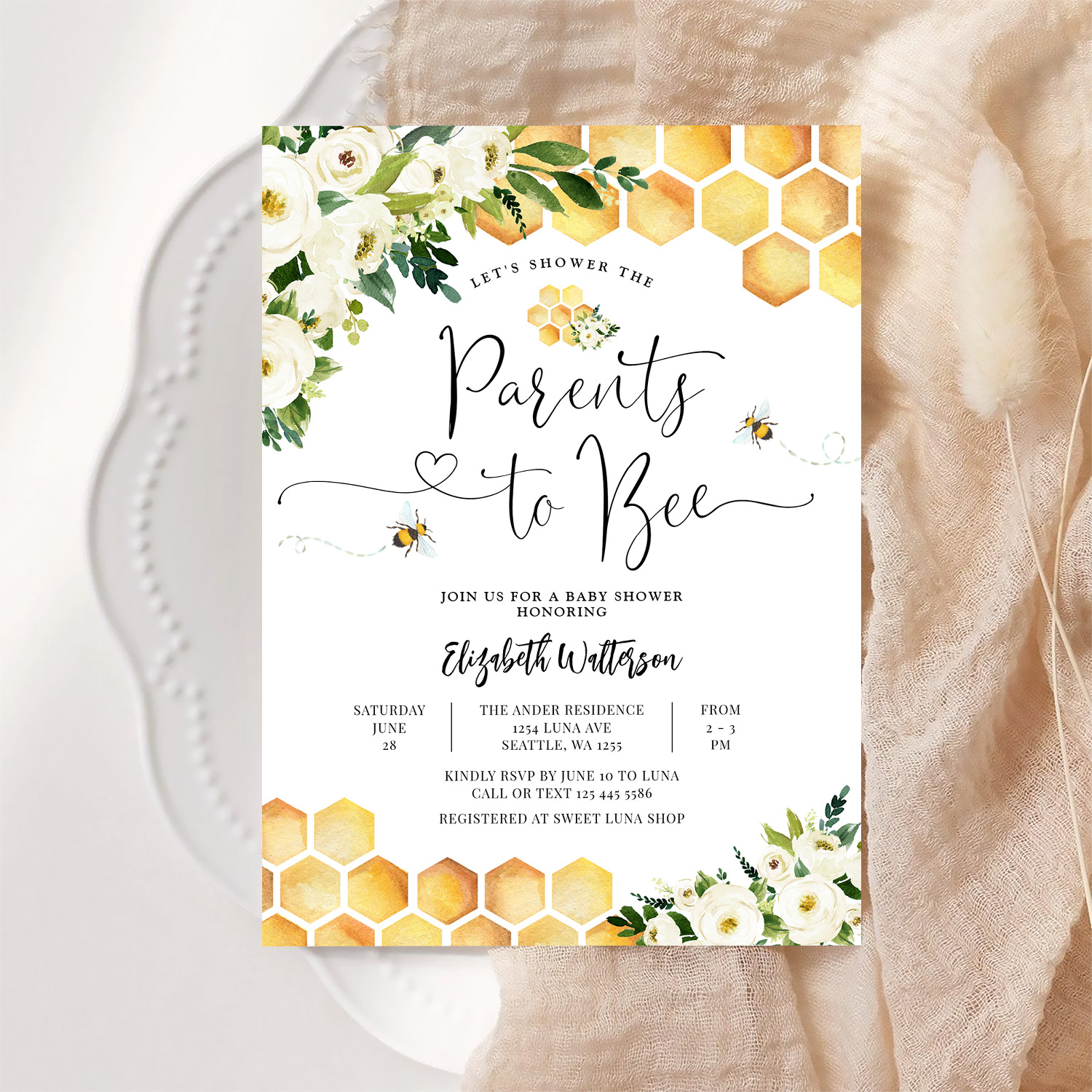 Bee Parents To Bee Couples Baby Shower Invitation - Image 6