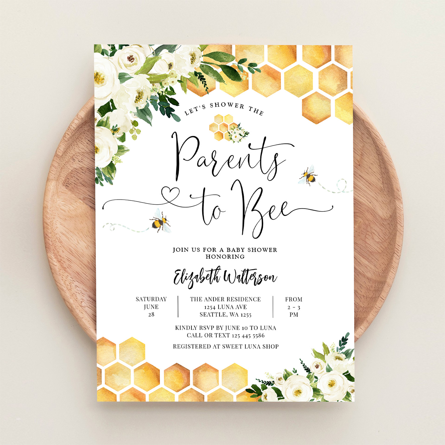 Bee Parents To Bee Couples Baby Shower Invitation - Image 7