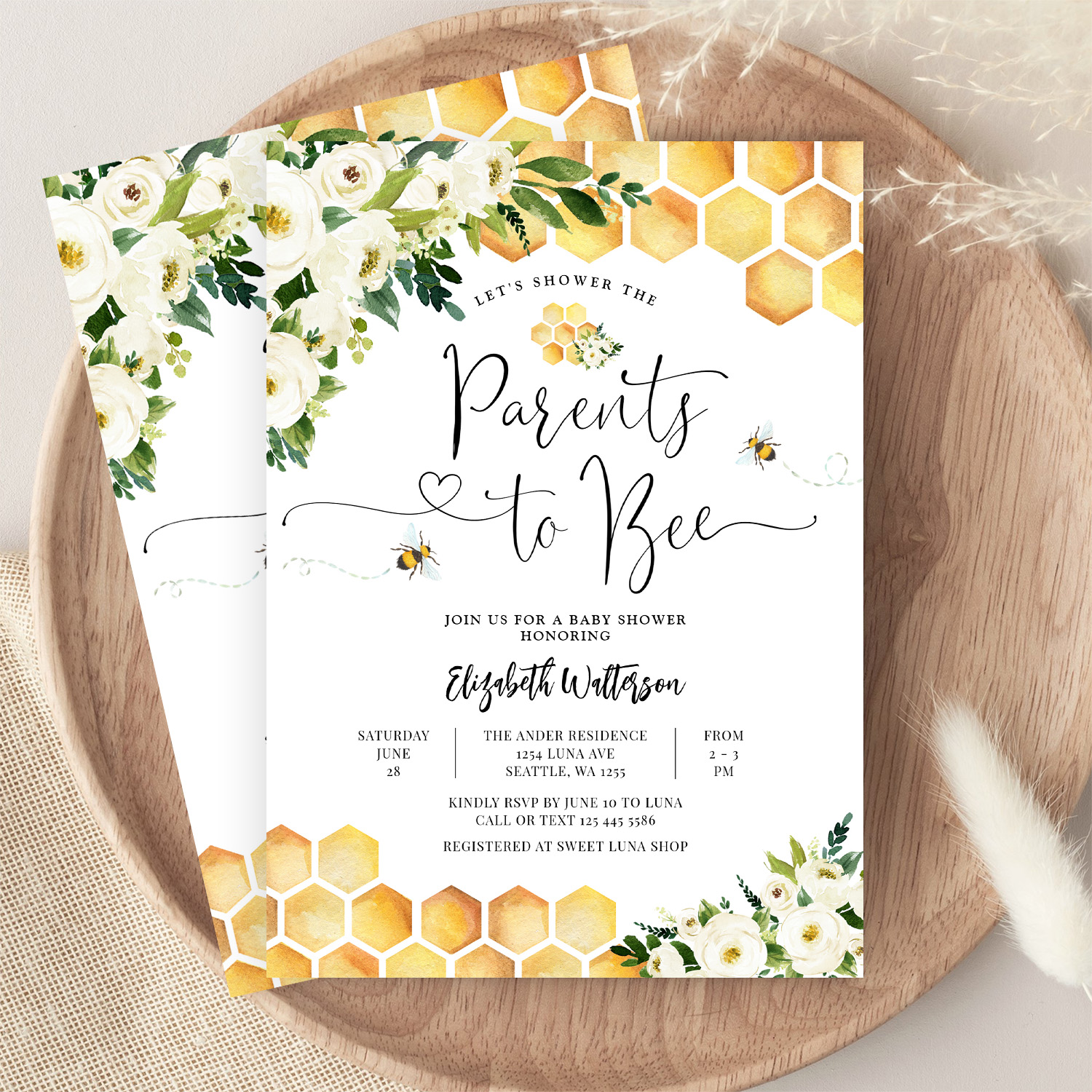 Bee Parents To Bee Couples Baby Shower Invitation - Image 9