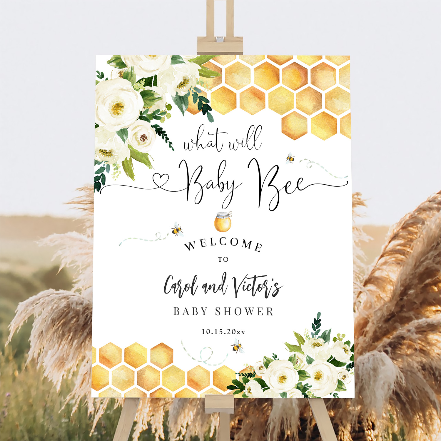 Bee What Will Baby Bee Gender Reveal Welcome Sign - Image 2