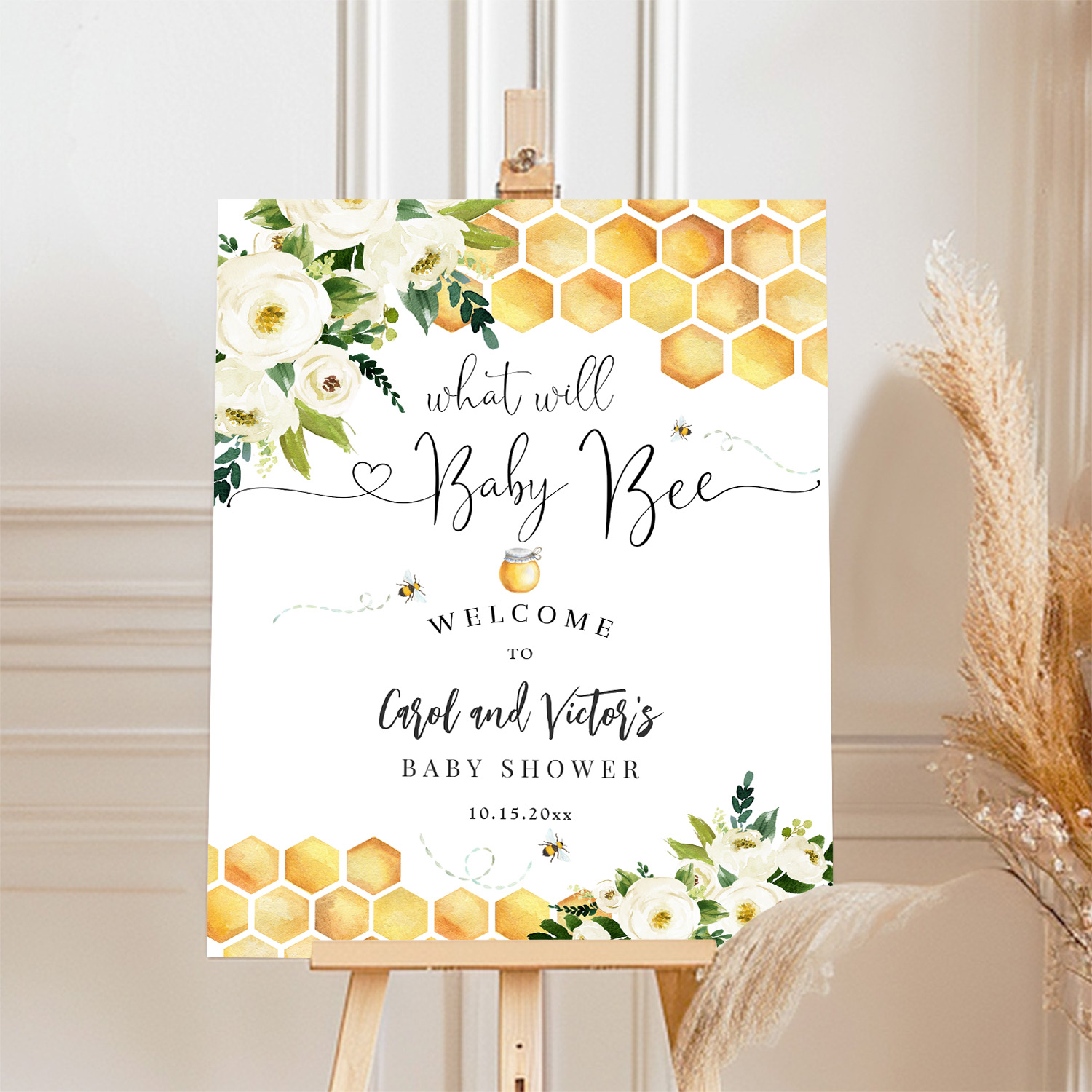 Bee What Will Baby Bee Gender Reveal Welcome Sign - Image 4
