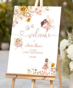 Blush Pink Fairy Birthday Welcome Sign