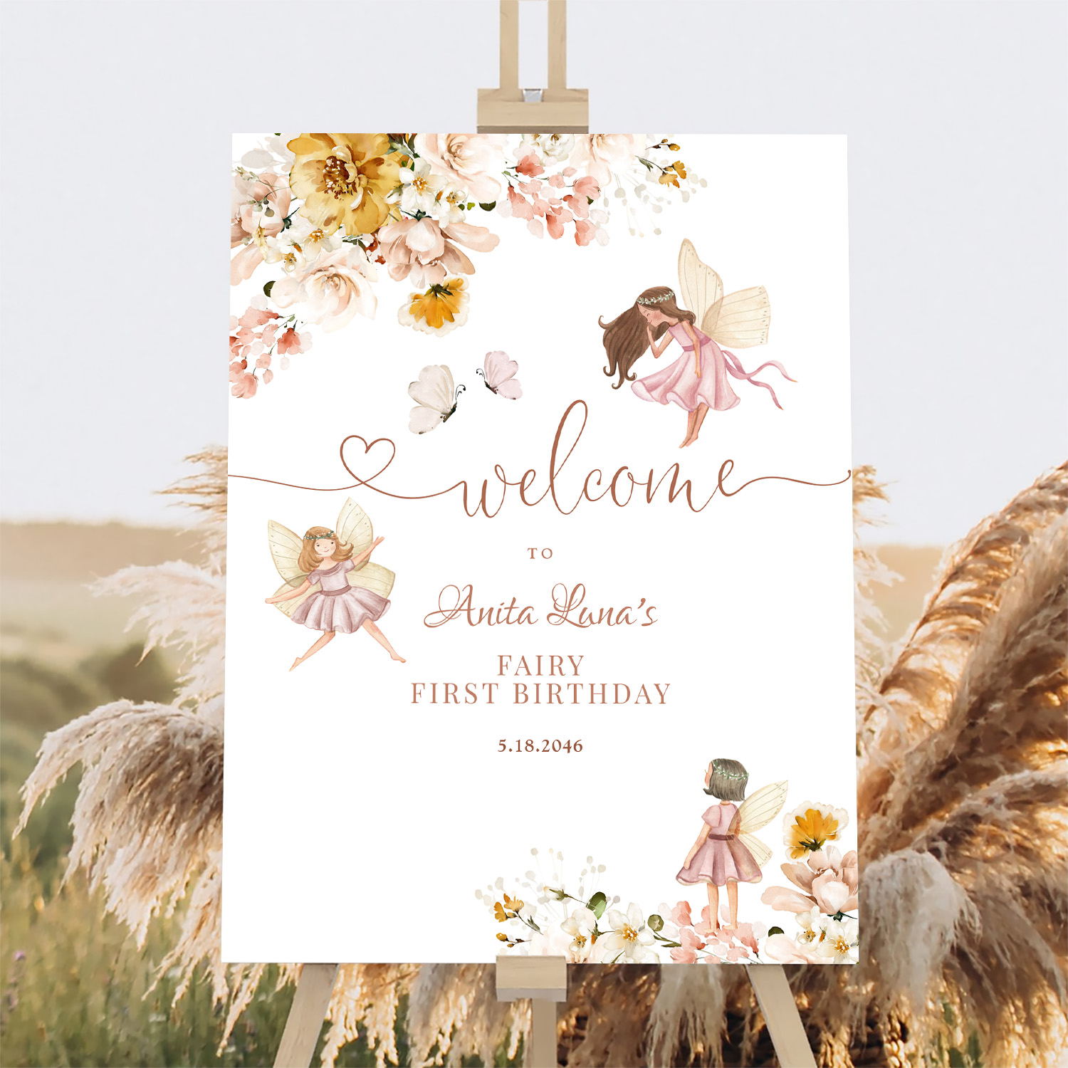 Blush Pink Fairy Birthday Welcome Sign - Image 2