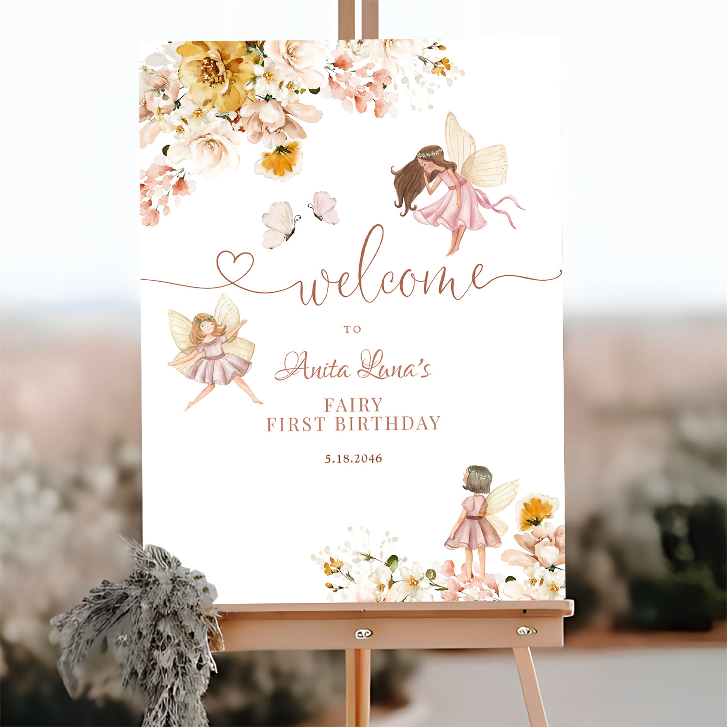Blush Pink Fairy Birthday Welcome Sign - Image 3