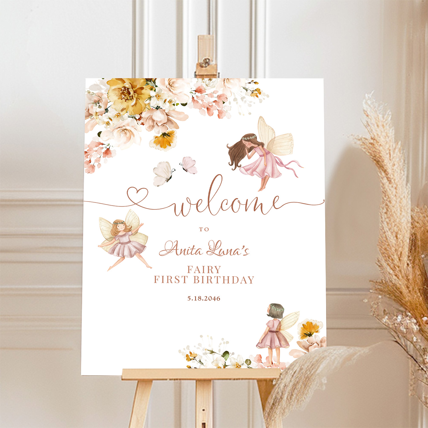 Blush Pink Fairy Birthday Welcome Sign - Image 4