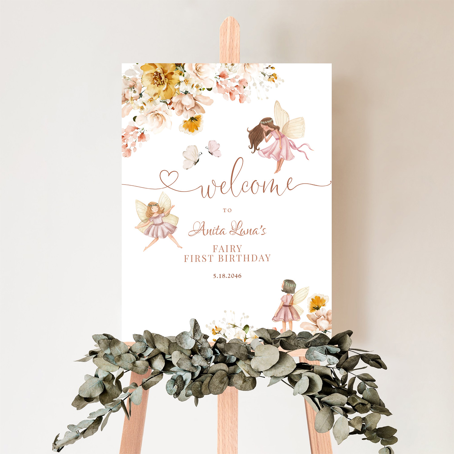 Blush Pink Fairy Birthday Welcome Sign - Image 5