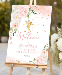 Blush Pink Gold Fairy Welcome Sign