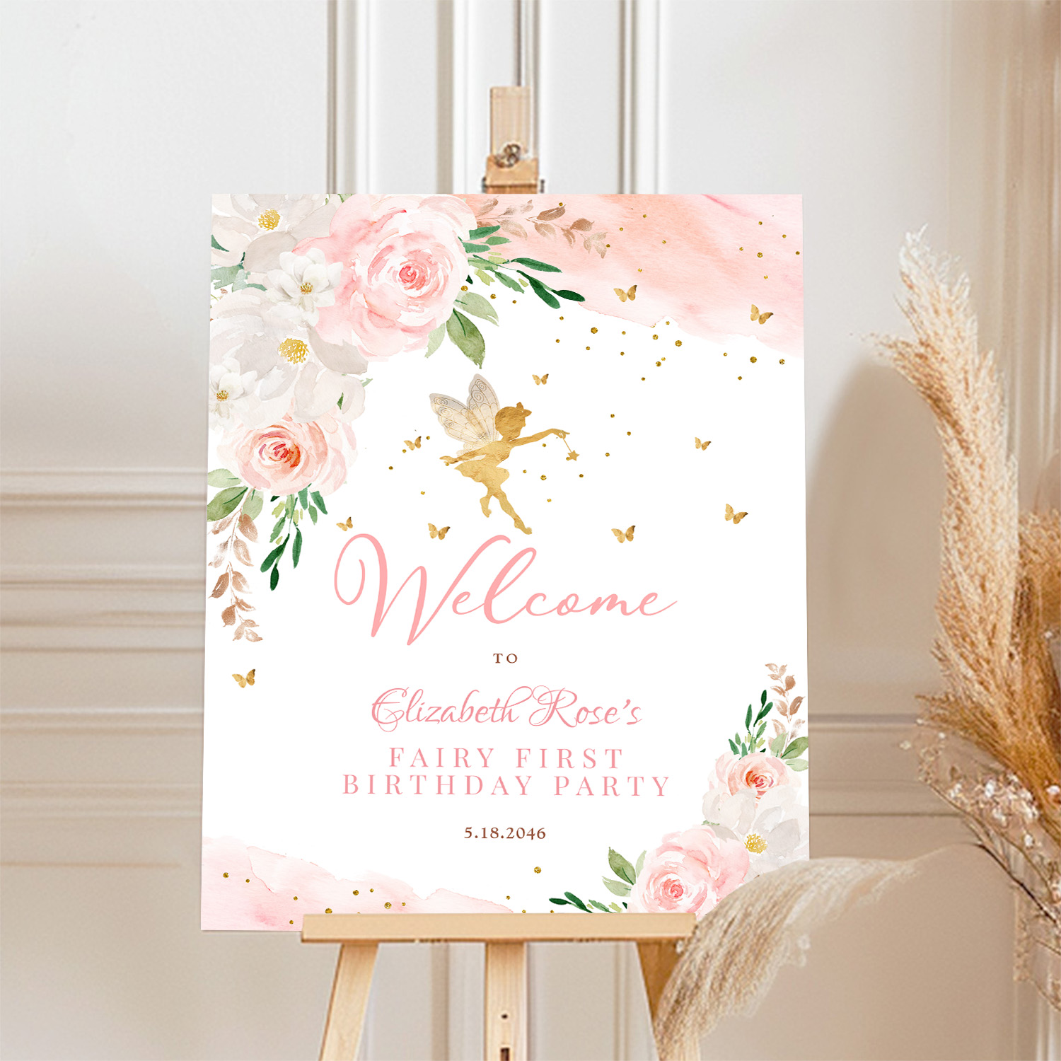 Blush Pink Gold Fairy Welcome Sign - Image 4