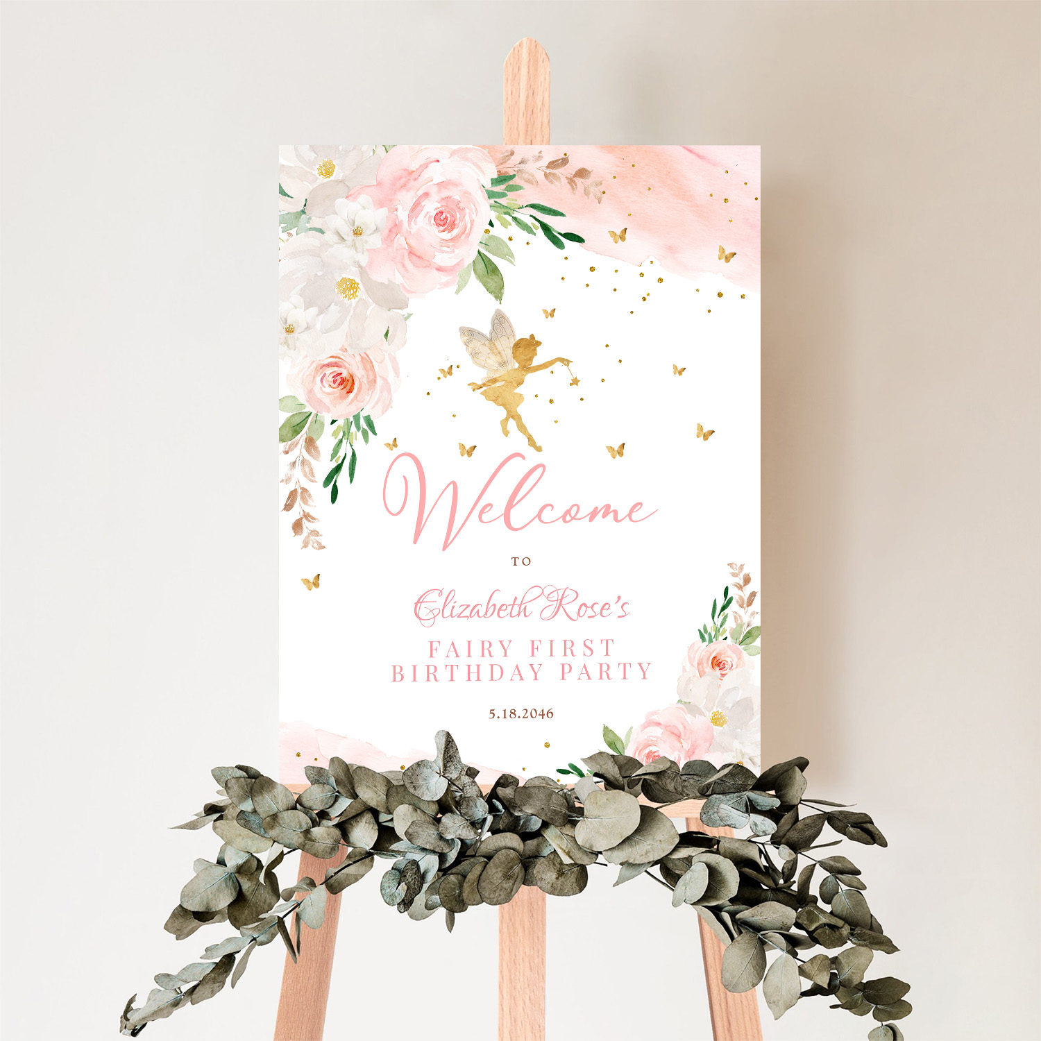 Blush Pink Gold Fairy Welcome Sign - Image 5