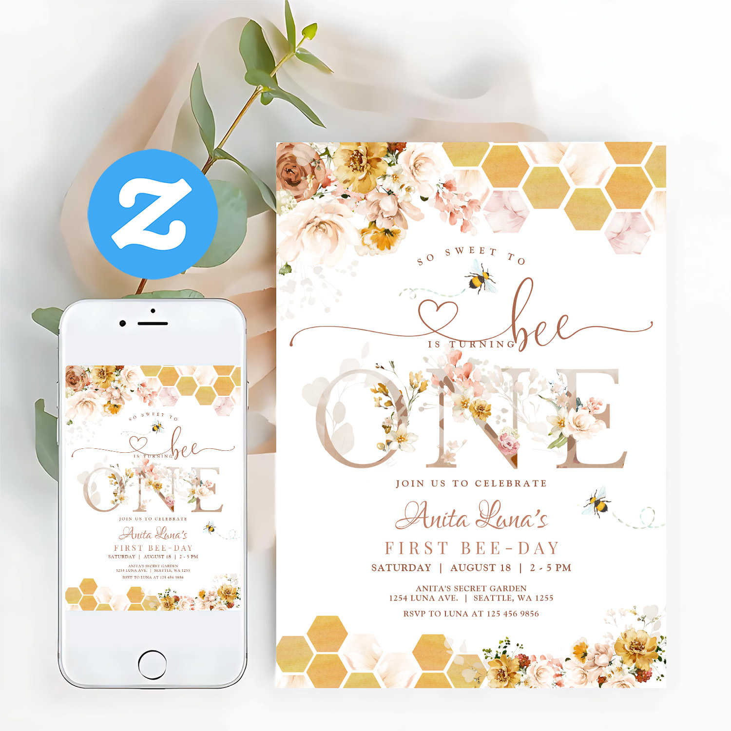 Blush So Sweet To Be One First Birthday Invitation