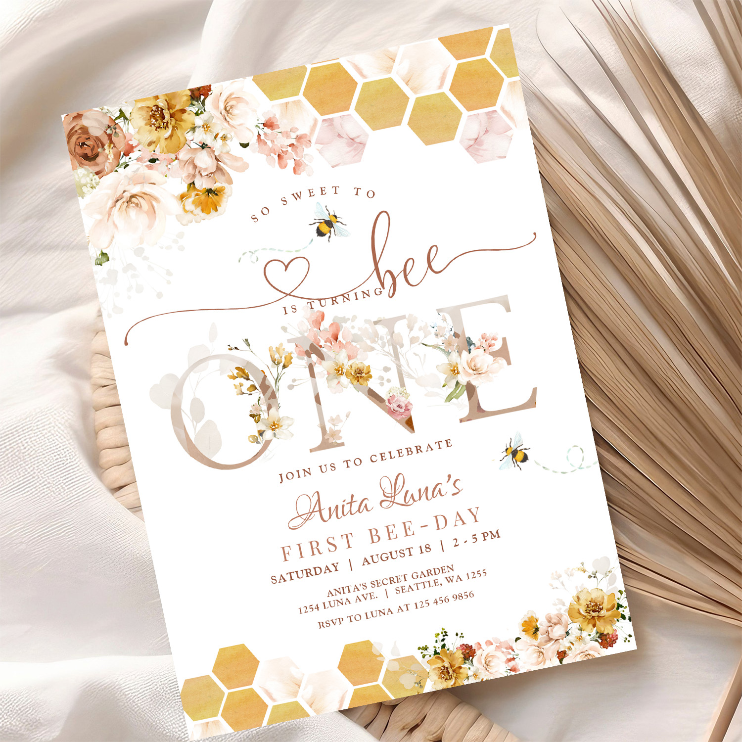 Blush So Sweet To Be One First Birthday Invitation - Image 10