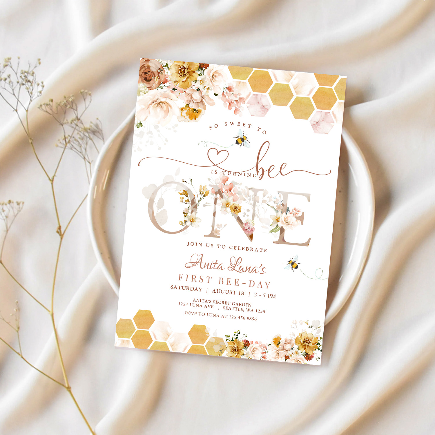 Blush So Sweet To Be One First Birthday Invitation - Image 2