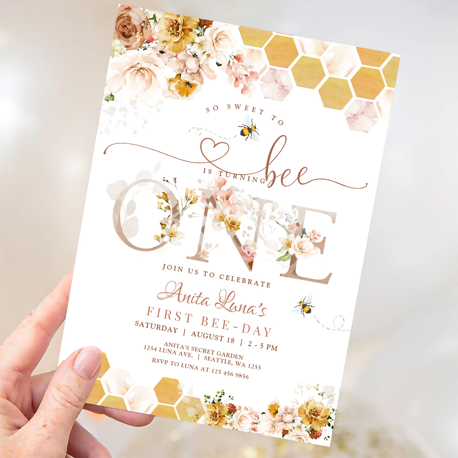 Blush So Sweet To Be One First Birthday Invitation - Image 3