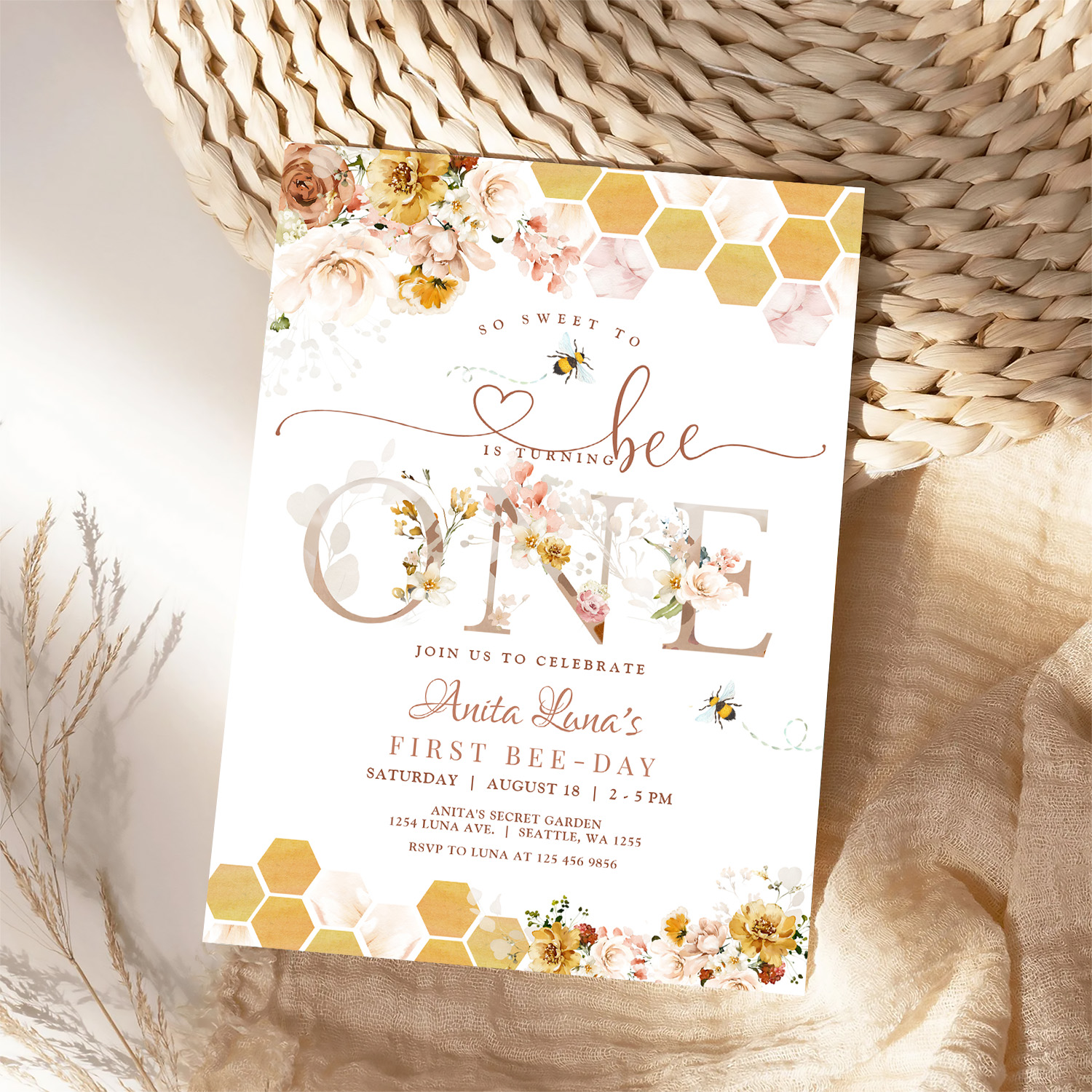 Blush So Sweet To Be One First Birthday Invitation - Image 4