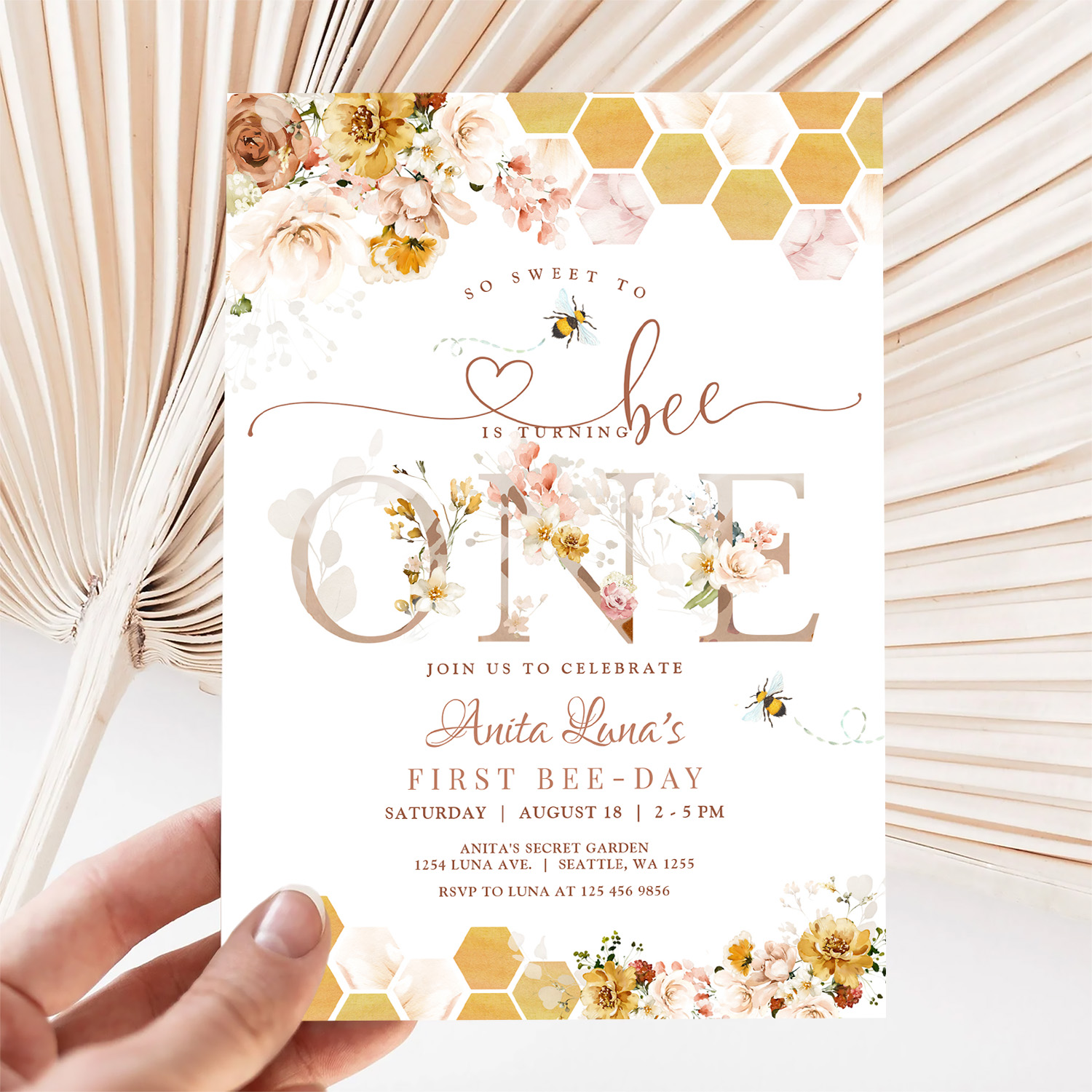 Blush So Sweet To Be One First Birthday Invitation - Image 5